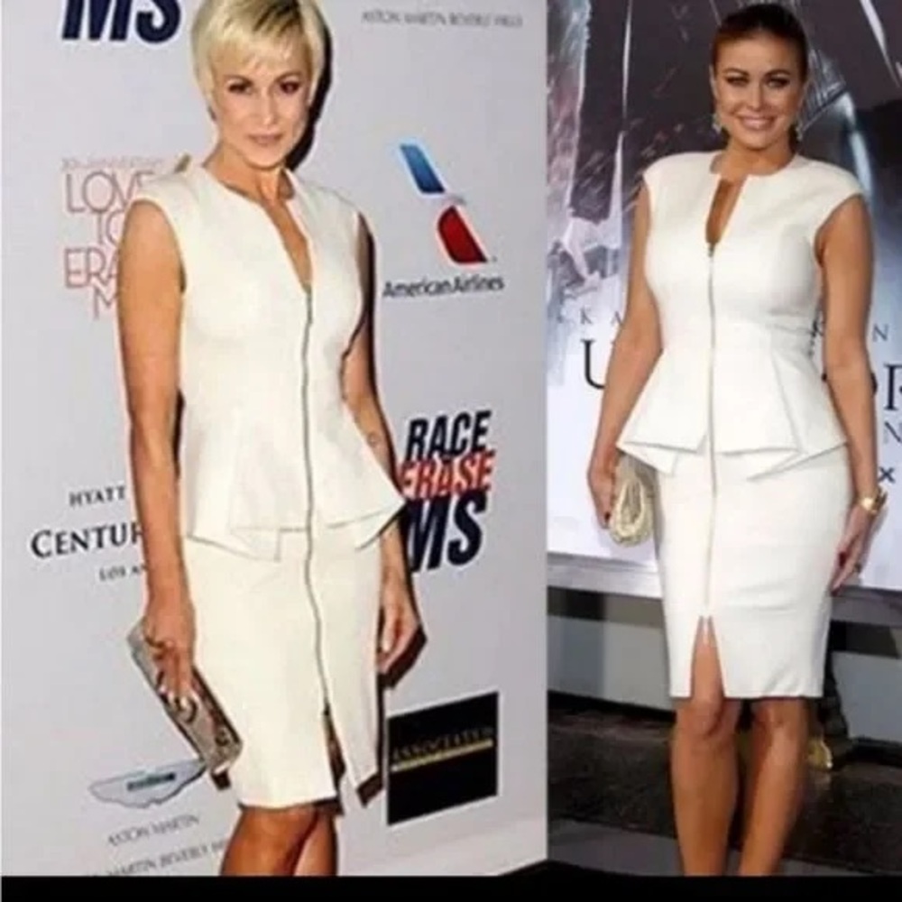 Ted Baker London Janthum Ivory Cream Zip Front Peplum Dress Size XS